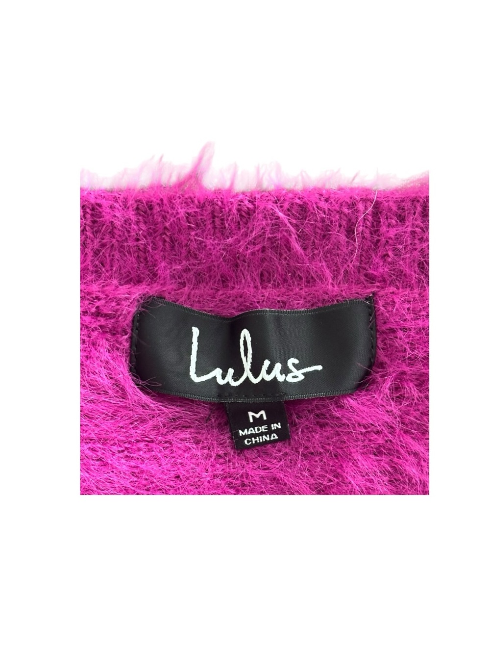 Lulu’s Heartwarming Magenta Purple Fuzzy Cropped Sweater - Picture 4 of 4